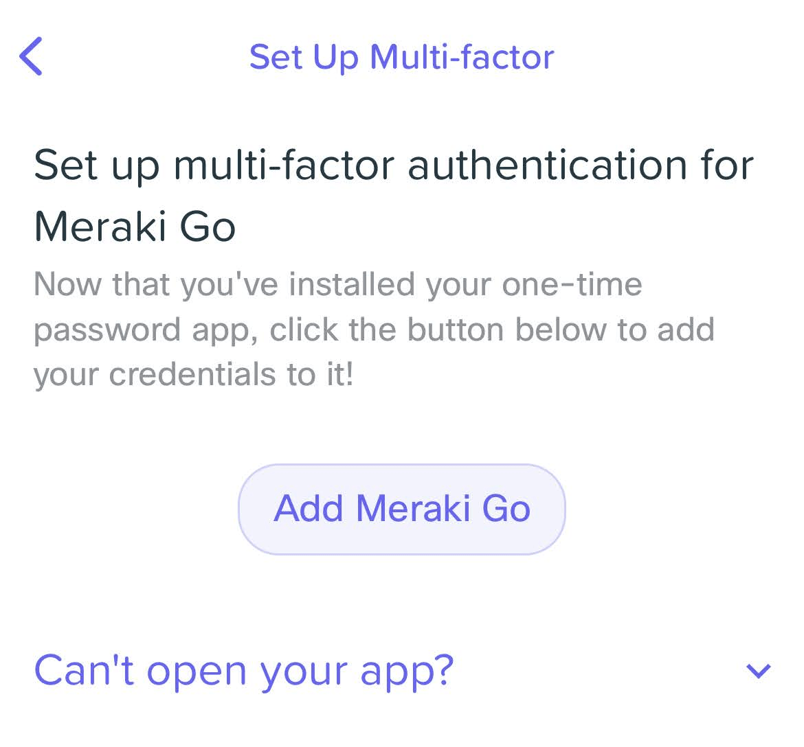 Cisco Meraki Authenticator App