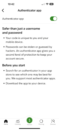Fidelity Authenticator app